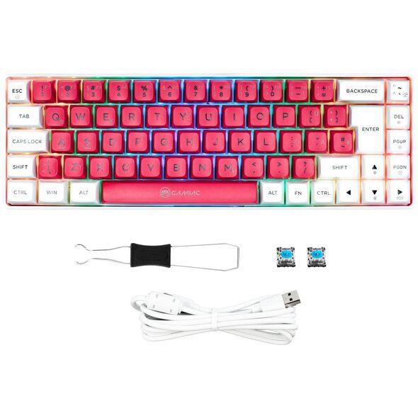 Tastierë Gaming GAMIAC TKL69G SF 65% / Mekanike / Kailh Blue Switches / RGB / USB-C - Bardhë/Kuqe - 3