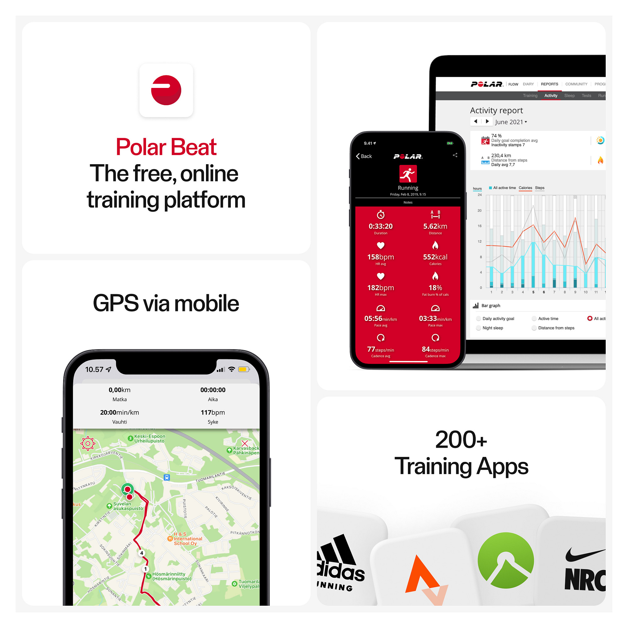 Sensor për Matjen e rrahjeve të zemrës / Polar H10 / Bluetooth, ANT+ / M-XXL - Zezë - 6