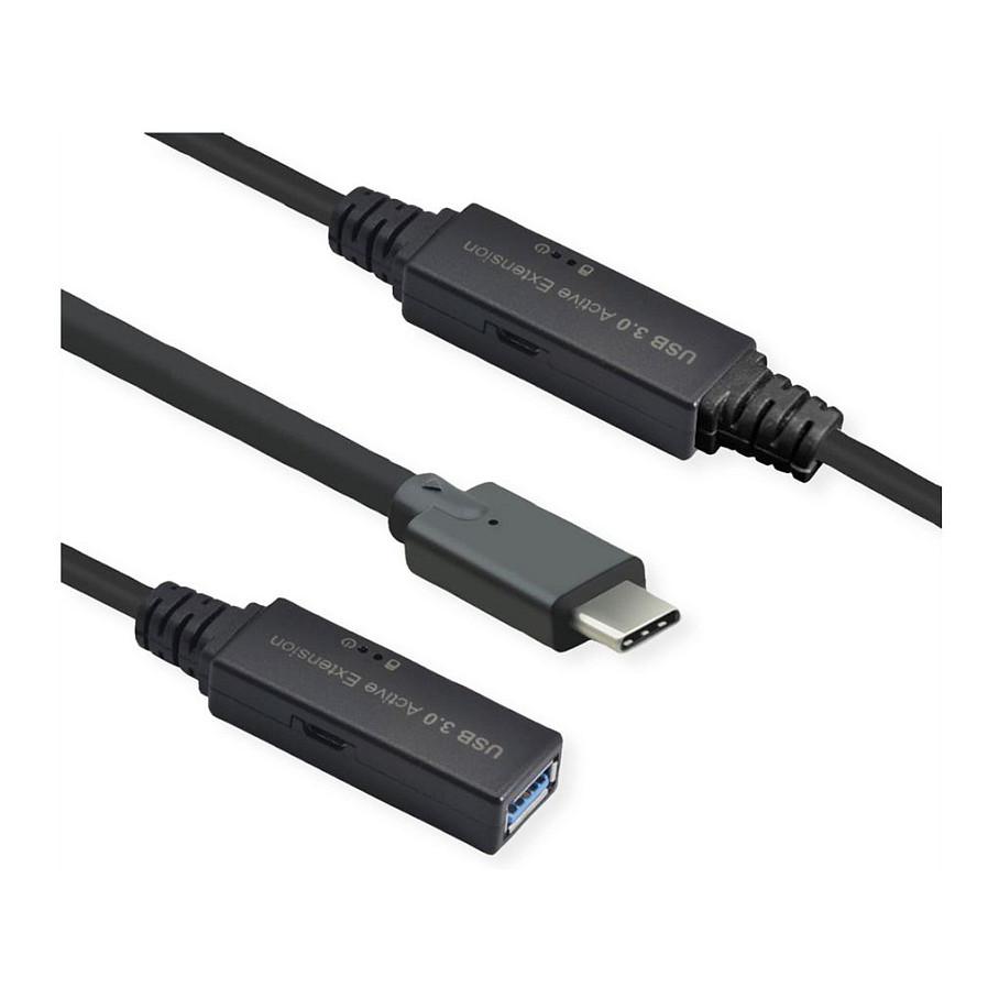 Kabllo USB ROLINE 12.04.1066 , USB-C Mashkull në USB-A Femër , USB 3.2 Gen 1 , 5Gbps , 10m , Zgjatuese Aktive - Zezë - 4