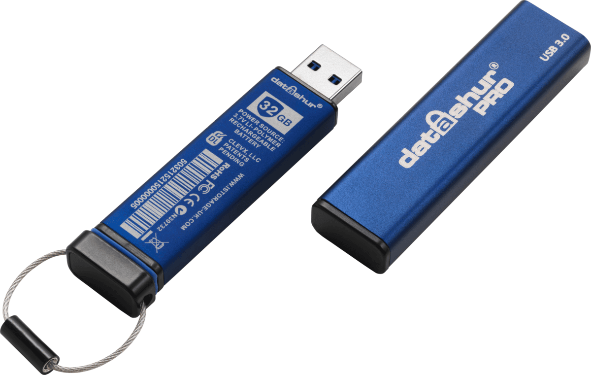 USB Flash Drive iStorage datAshur Pro / 4GB / USB Type-A / USB 3.2 Gen 1 - Blu - 2