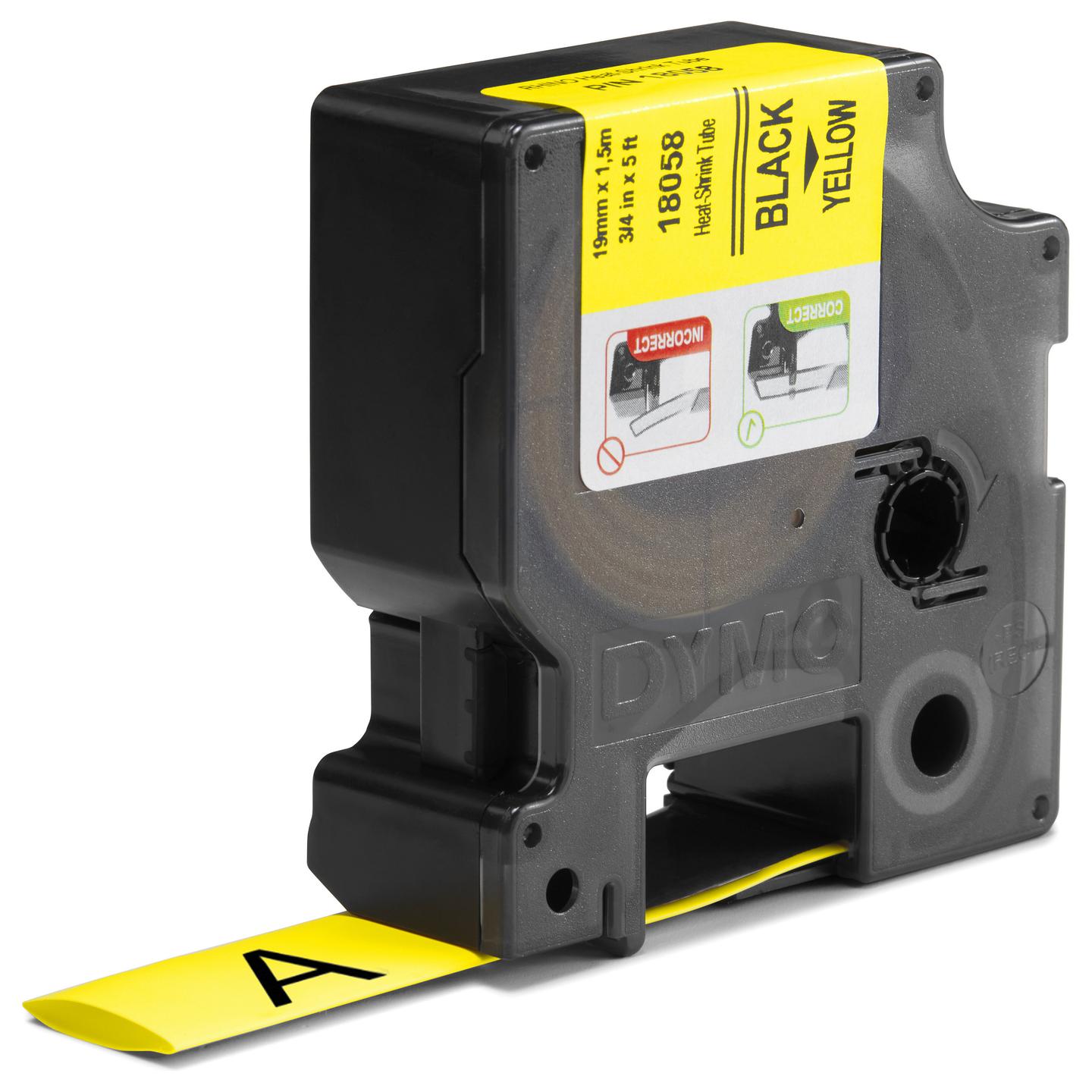 Etiketa për Printer Dymo Rhino / 19 mm × 1.5 m / 18058 / S0718340 / Tekst i Zi - Verdhë - 4