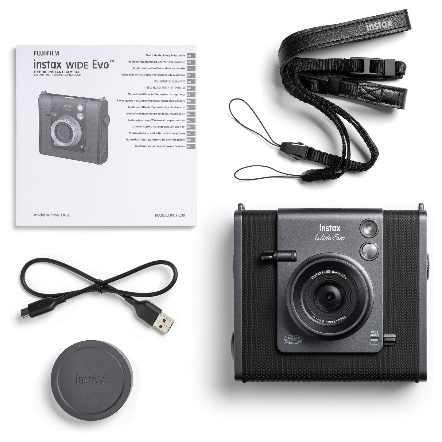 Kamerë Instant Fujifilm instax WIDE Evo / Hybrid / 16MP / LCD 3.5" / Bluetooth 5.1 / 10 Lens Effects / 10 Film Effects - Zezë/Gri - 23