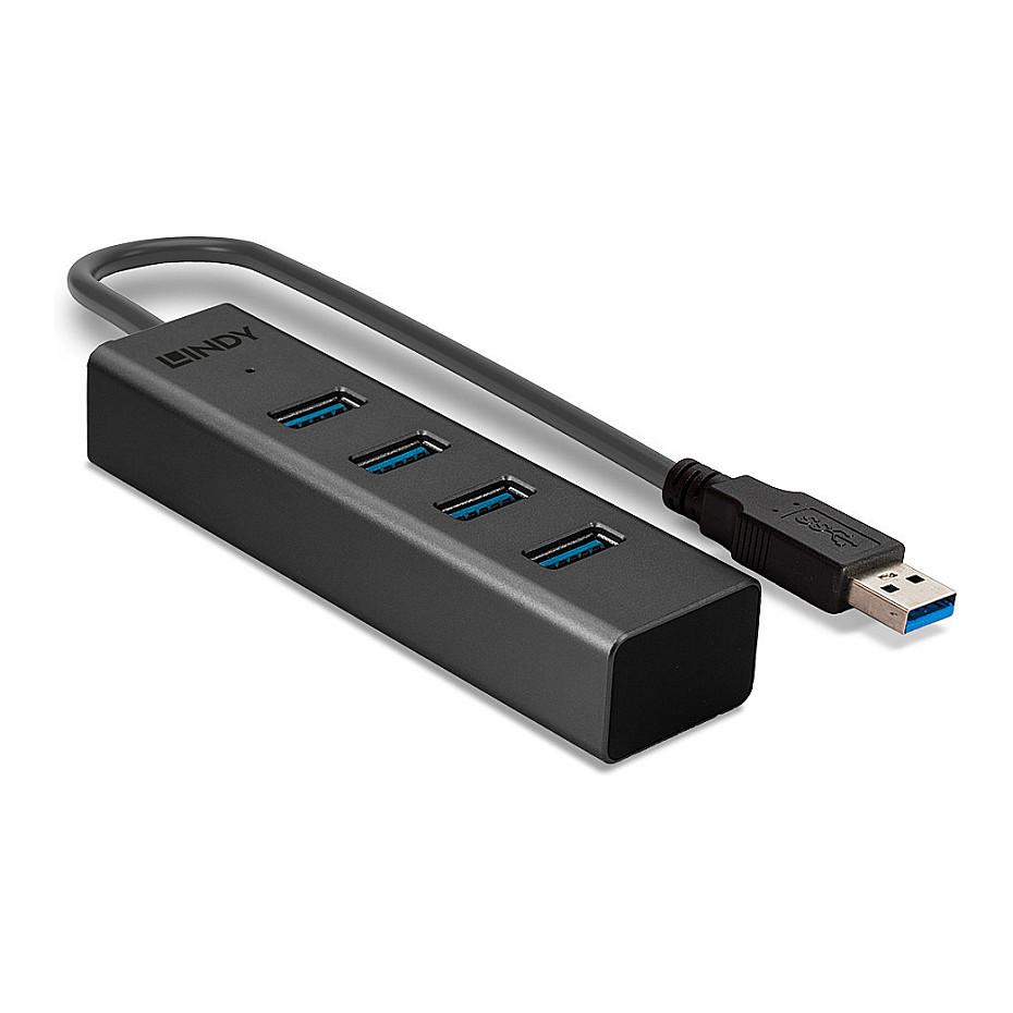 Splitter USB Lindy 43324 / USB 3.2 Gen 1 / 4x USB-A / 5 Gbit/s / 0.3 m - Zezë - 3