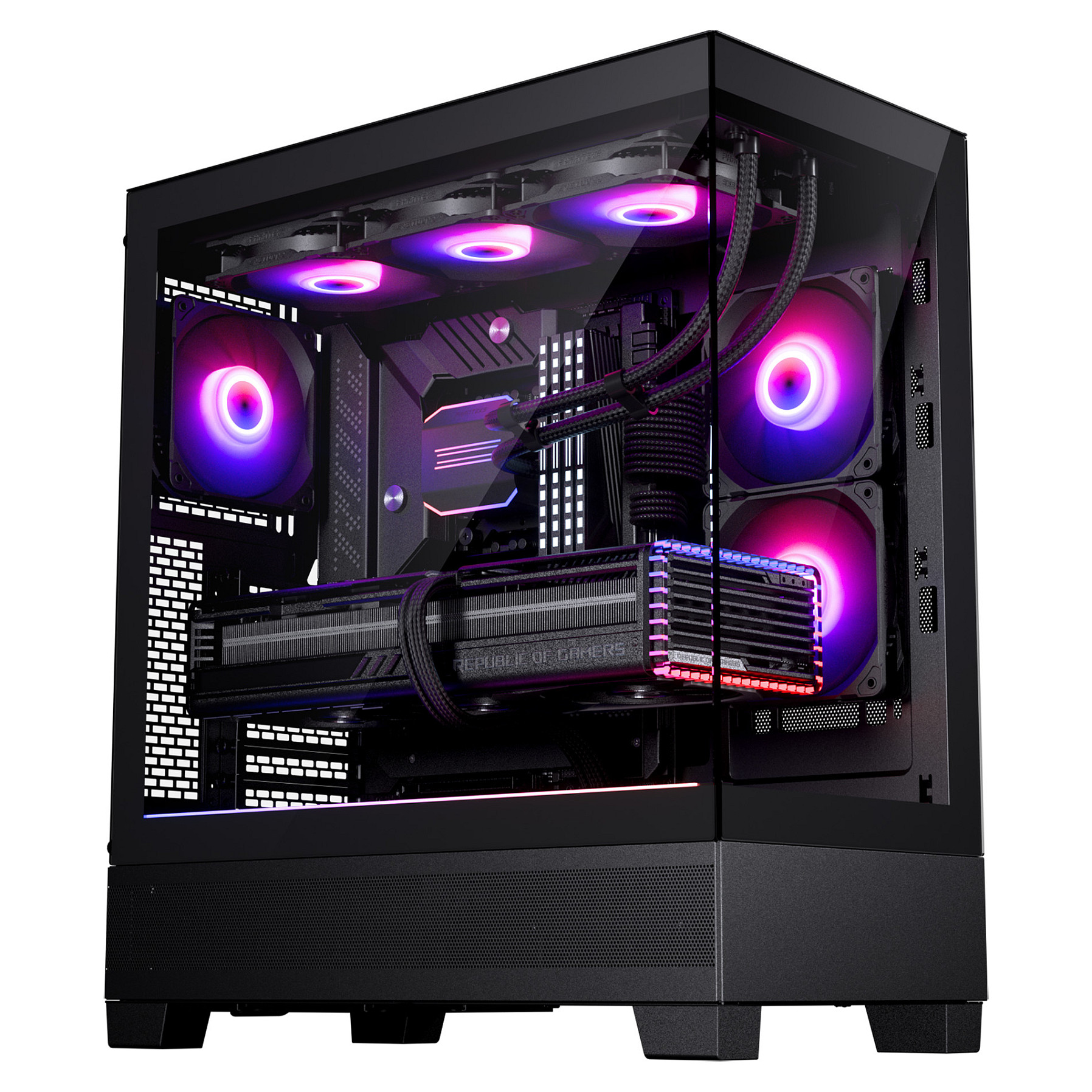 Kasë Phanteks XT View / Midi Tower / E-ATX / 3x 120mm D-RGB Fan / Tempered Glass x2 - Zezë - 2