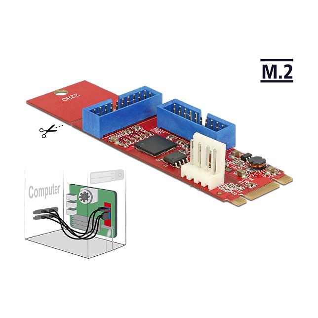 Konvertues M.2 DeLOCK 62843, M.2 Key B+M në 2x USB 3.0, 5 Gbit/s, PCIe - 4