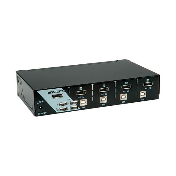 KVM Switch ROLINE 14.01.3329, 4 Kompjuterë, DisplayPort, 2560×1600px, USB 2.0 Hub me 2 Porta, Audio 7.1 - Zezë - 4