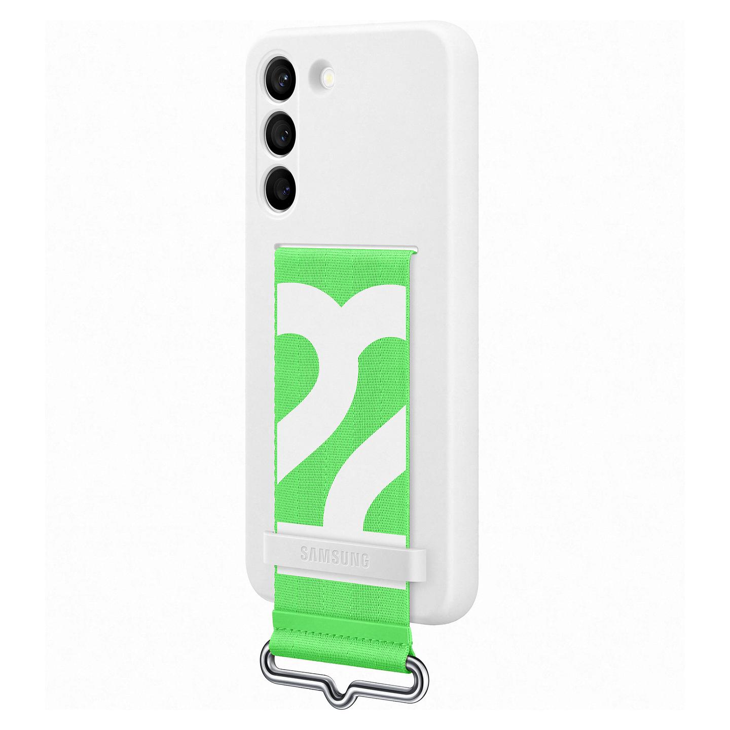 Case për Telefon Samsung Galaxy S22 Silicone Cover with Strap - Bardhë - 3