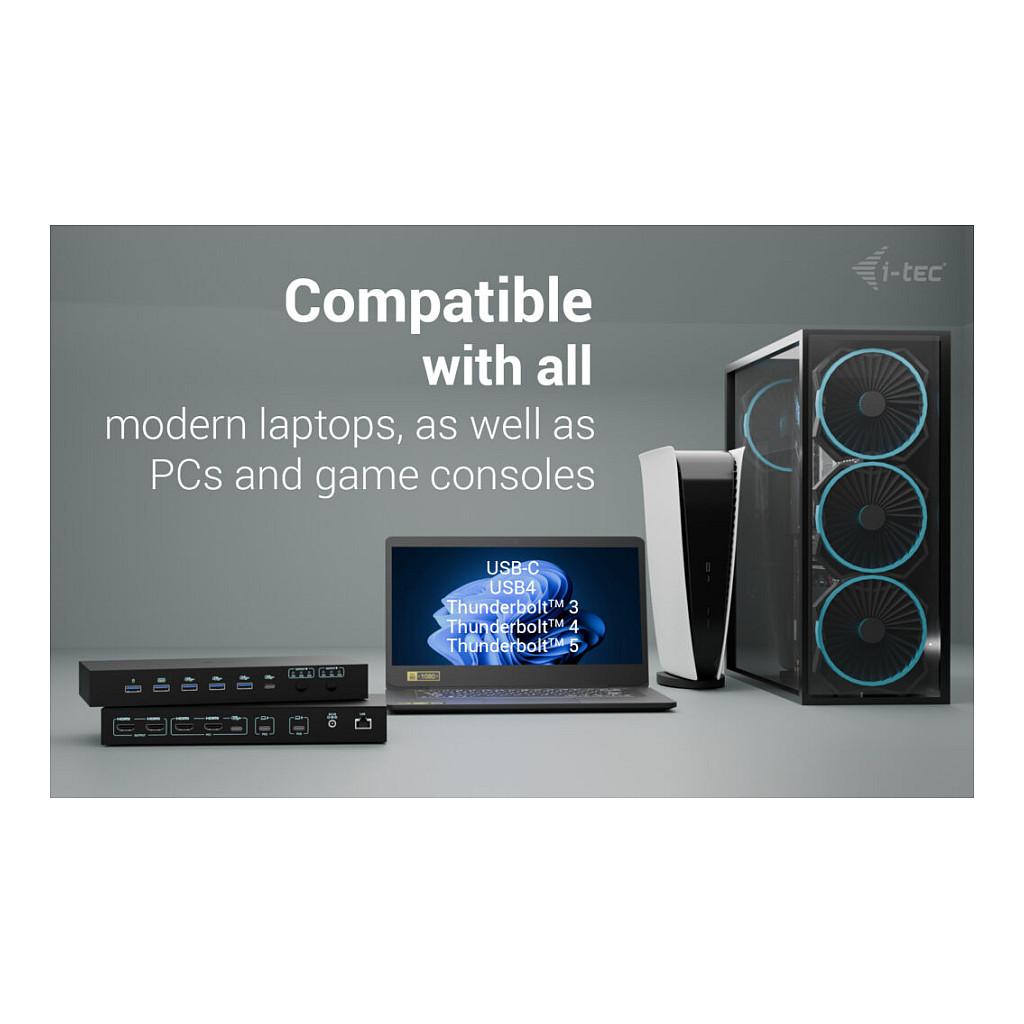 Docking Station i-tec C31KVMDOCKPDPRO / KVM 3 Hosts / 2x HDMI / 3x USB-A + 1x USB-C / 2x USB-C Host / 1GbE / 92W PD – Zezë - 6