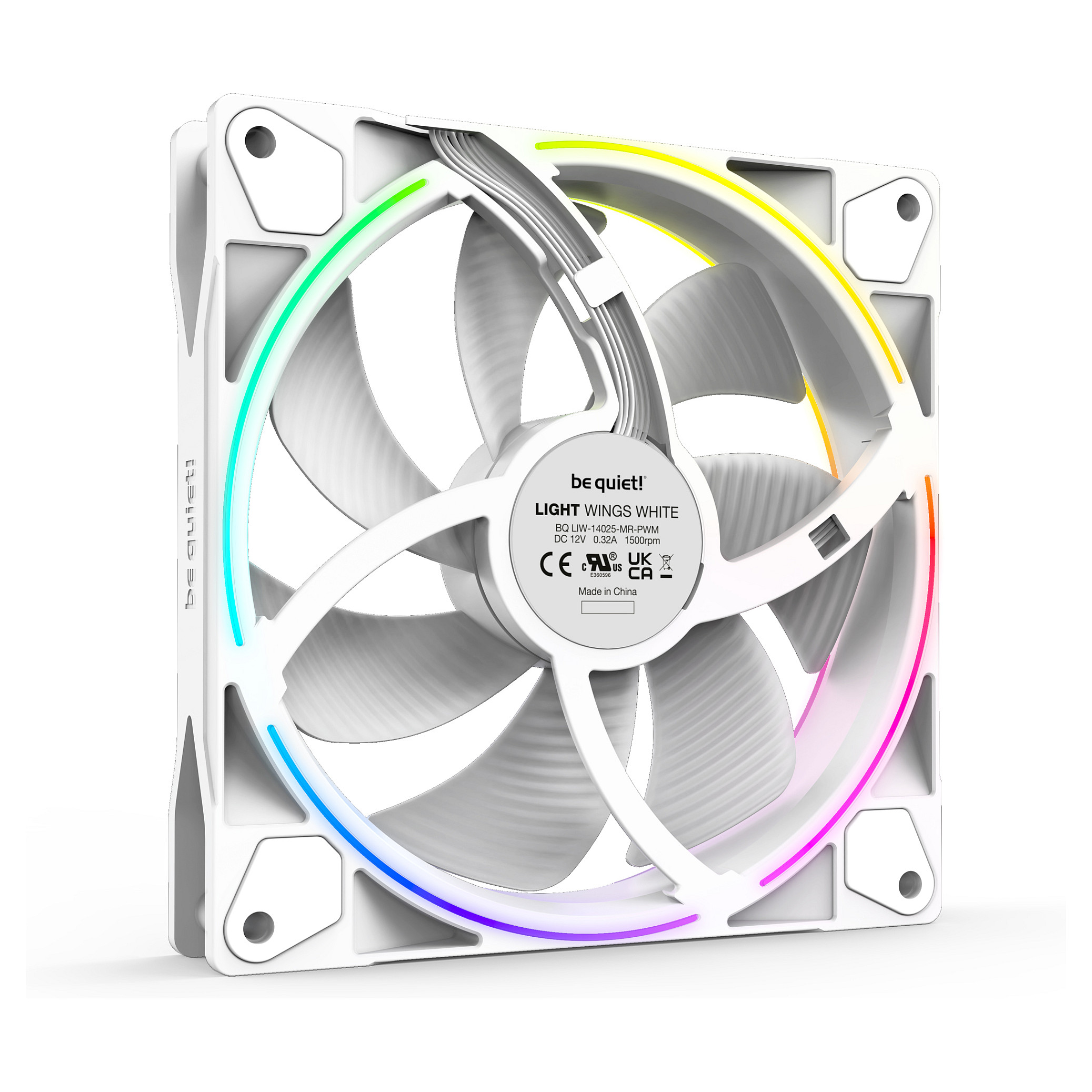 Ftohës për Kasë be quiet! Light Wings / 140mm / 1500 RPM / PWM / ARGB / 3-Pack – Bardhë - 4