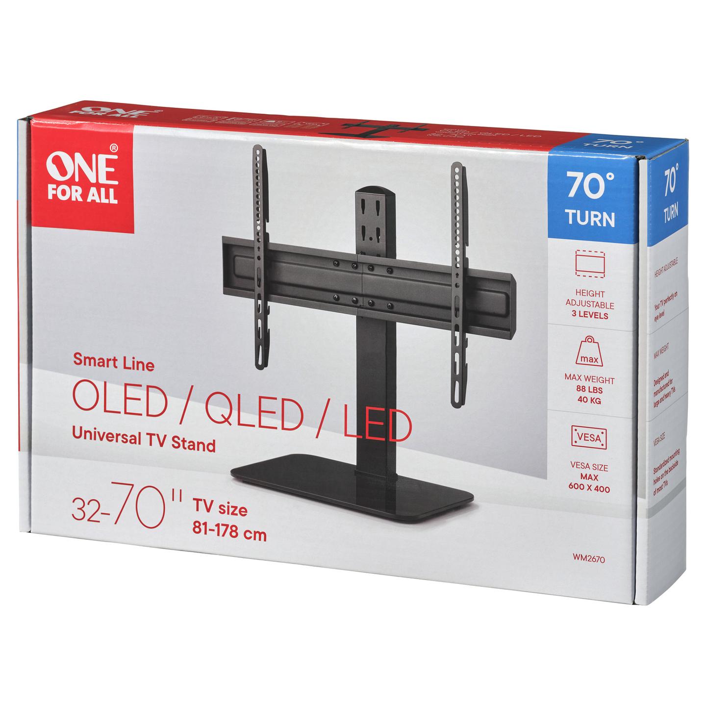 Mbajtëse për TV One For All WM2670, 32–70", VESA deri në 600×400mm, 40kg, Rrotullim 70° - Zezë - 13