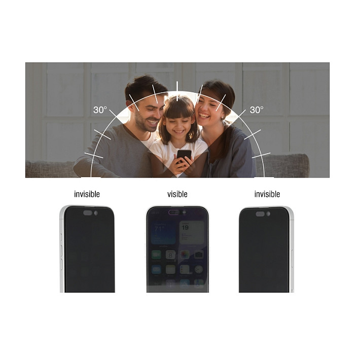 Mbrojtëse për ekran DeLOCK / Apple iPhone 17 / Xham Tempered Glass 9H Privacy Anti-Spy 4-Way - Transparente - 2
