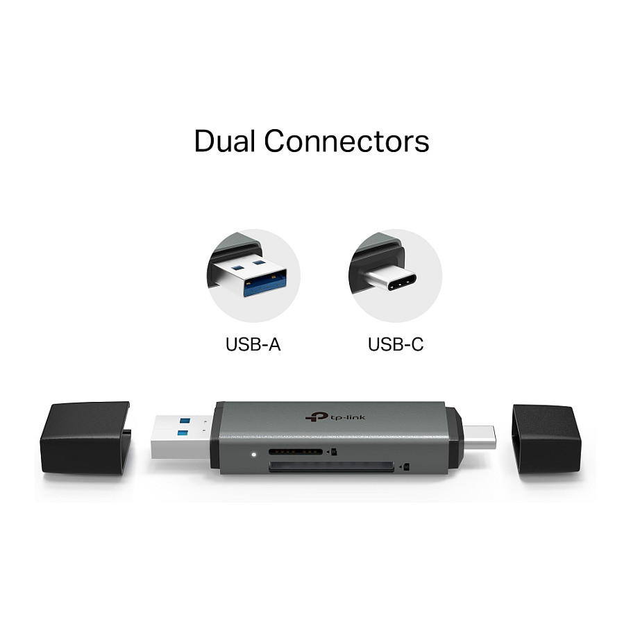 TP-Link UA430D USB 3.0 Card Reader / SD + microSD / UHS-I / Type-C + Type-A / 5Gbps / 2TB - 3