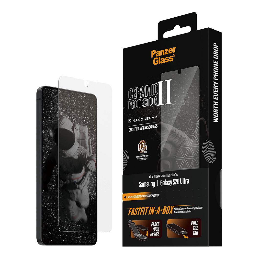 Mbrojtëse Ekrani PanzerGlass Ceramic për Samsung Galaxy S26 Ultra, Ultra-Wide Fit, FASTFIT IN-A-BOX - Transparente - 6