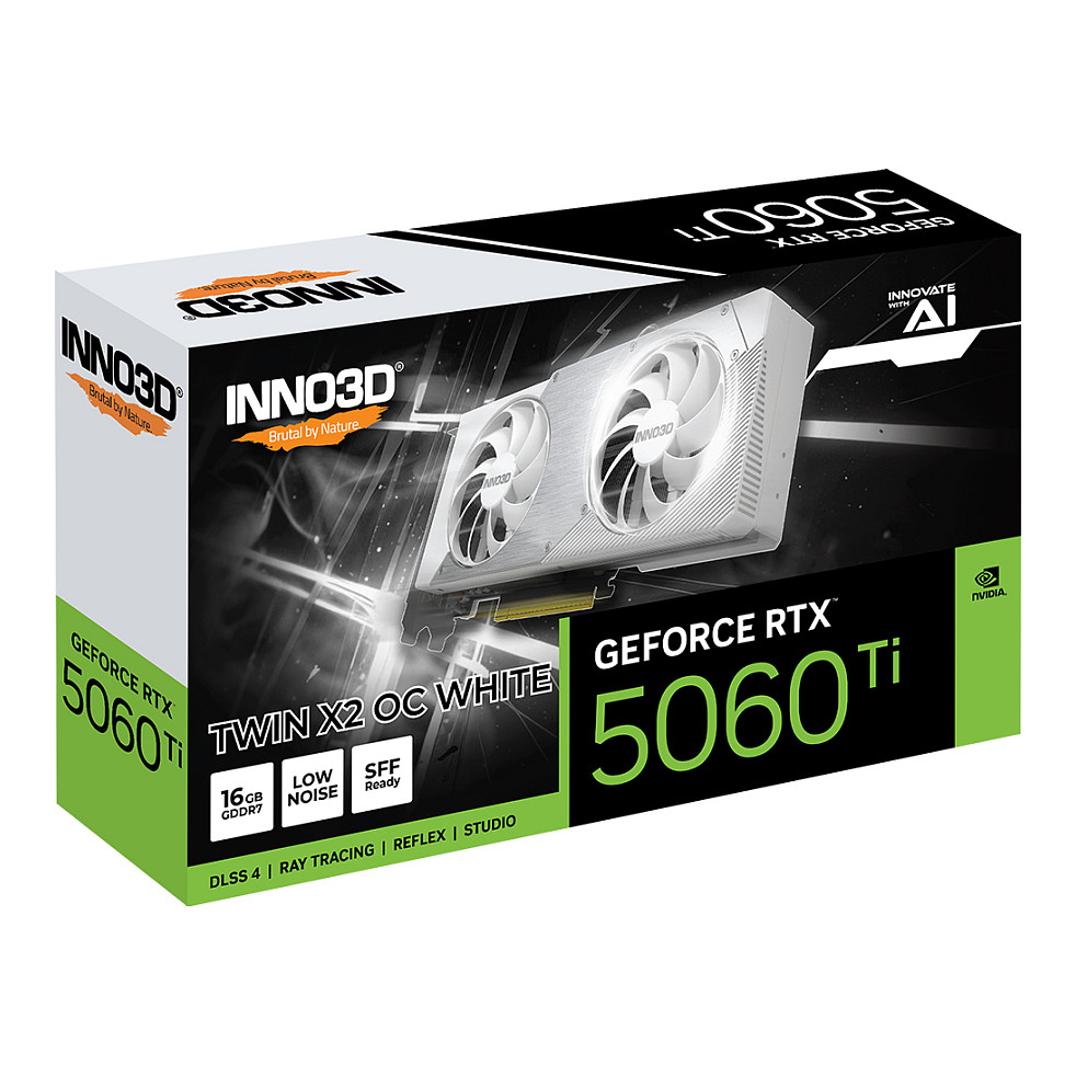 Kartë Grafike NVIDIA Inno3D GeForce RTX 5060 Ti TWIN X2 OC White / 16GB GDDR7 / PCIe 5.0 / Dual Fan – Bardhë - 2