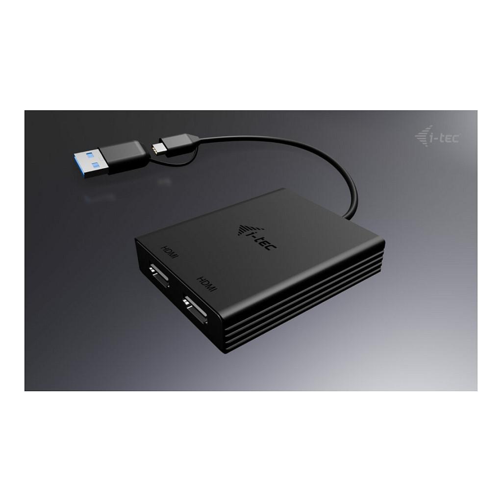 Adapter Video i-tec CADUAL4KDP, USB-A/USB-C, 2x DisplayPort, 4K/60Hz, 2 Monitorë - Zezë - 4