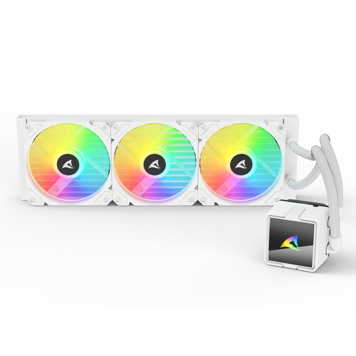 Ftohës për Procesor Sharkoon S60 ARGB / AIO Liquid Cooler / 360mm Radiator / 3×120mm ARGB PWM Fans – Bardhë - 3