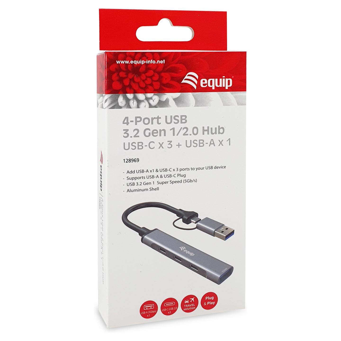 Hub Equip 128969, 3x USB-C, 1x USB-A, USB 3.2 Gen 1, 5Gbps - Gri - 5