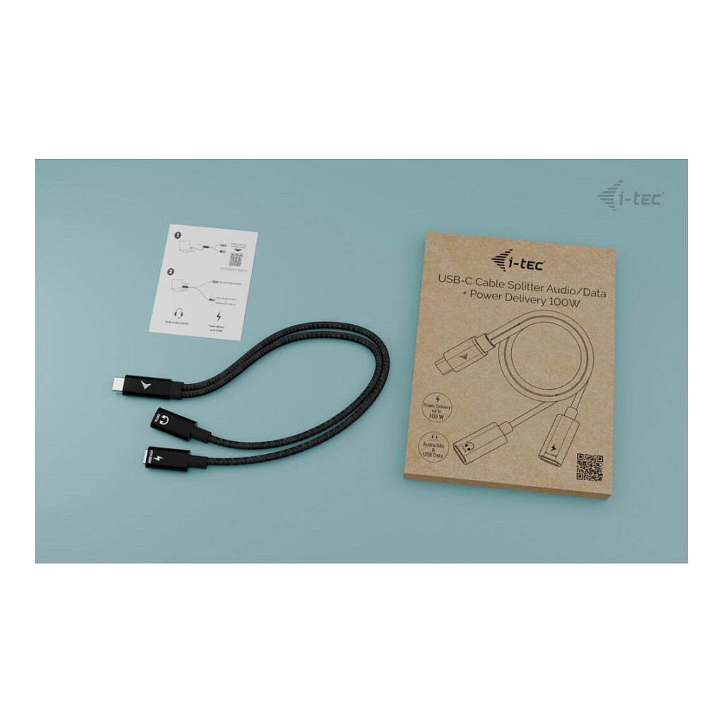 Kabllo USB i-tec C31DUALSPLITTERCBLPD / USB-C / USB-C PD 100W / USB 2.0 / 480Mbps / 0.3m - Zezë - 5