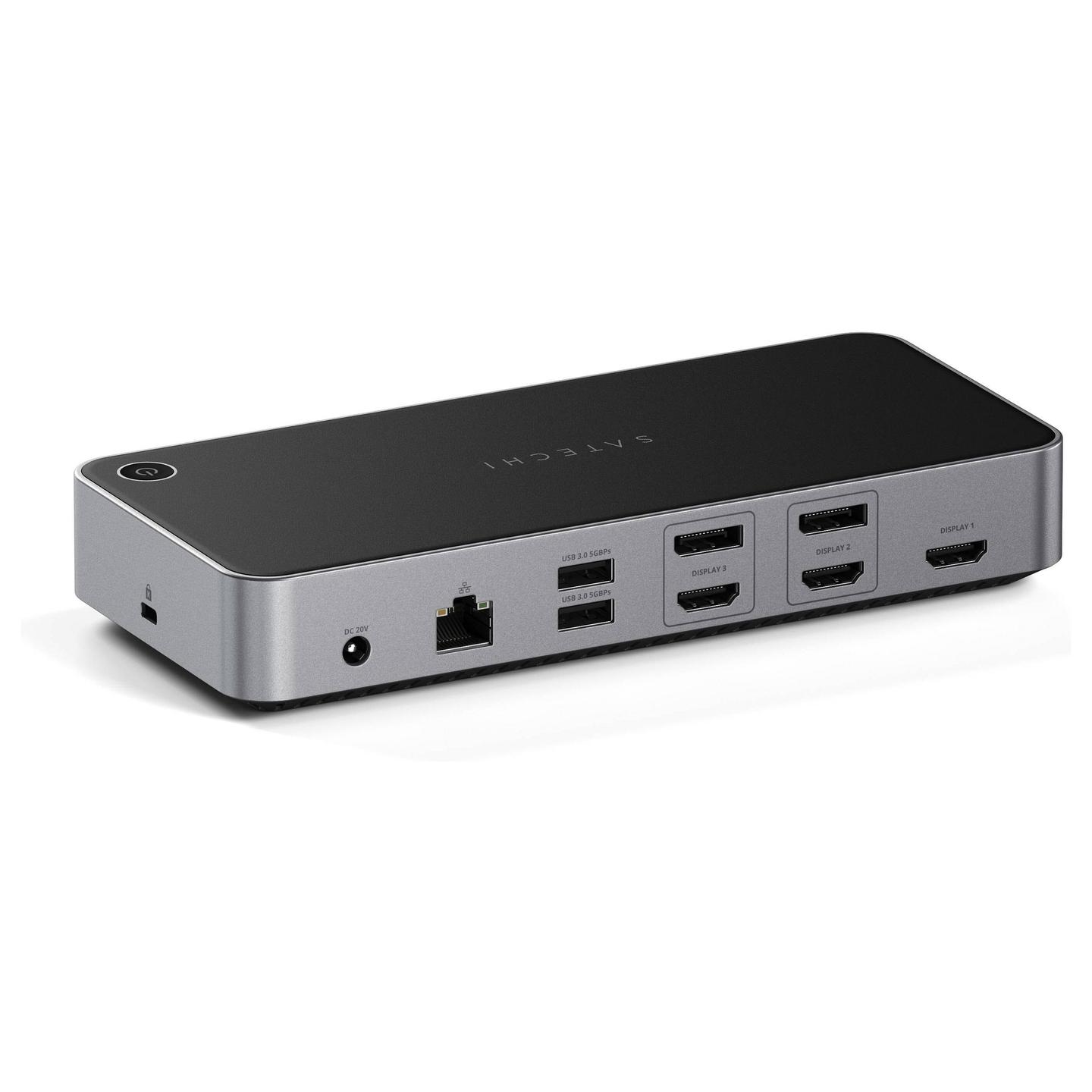 Docking Station Satechi ST-D4KTM-EU / 3x USB-A / 2x USB-C / 3x HDMI / 2x DisplayPort / Ethernet / Audio / SD / 100W PD / 130W – Hiri/Zezë - 2