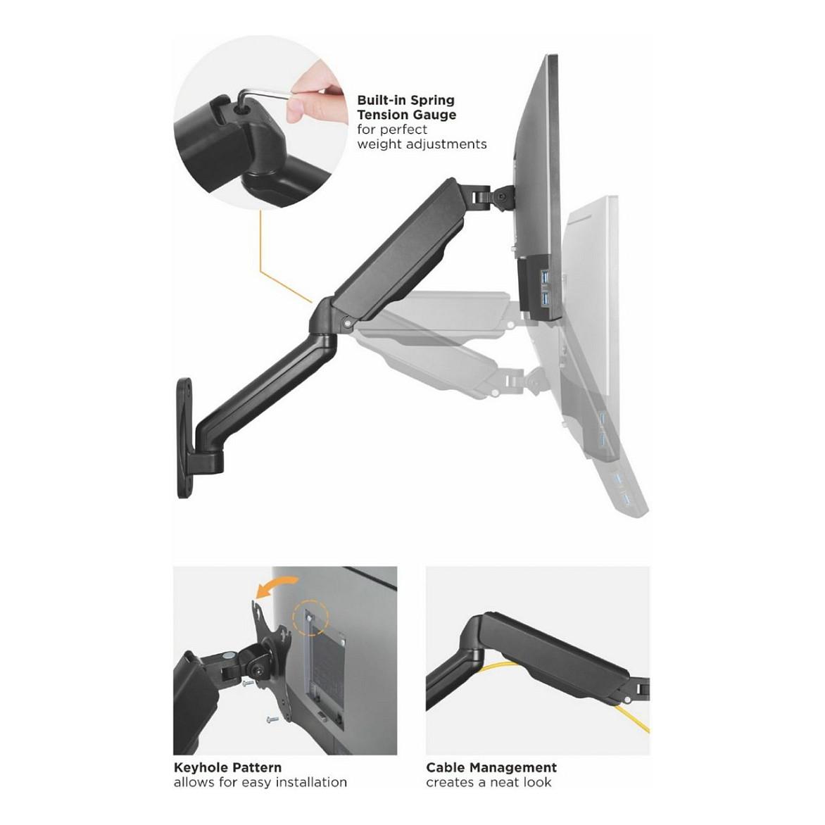 Mbajtëse Muri për Monitor Equip 650138 / 2 Monitorë / 17"-32" / 18kg / Full Motion / Tilt ±90° / Swivel ±90° - Zezë - 7