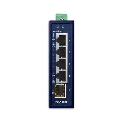 Switch Industrial PLANET IGS-510TF, 4x Gigabit Ethernet RJ45, 1x SFP Gigabit, 10Gbps, IP30, DIN-Rail - Blu - 2