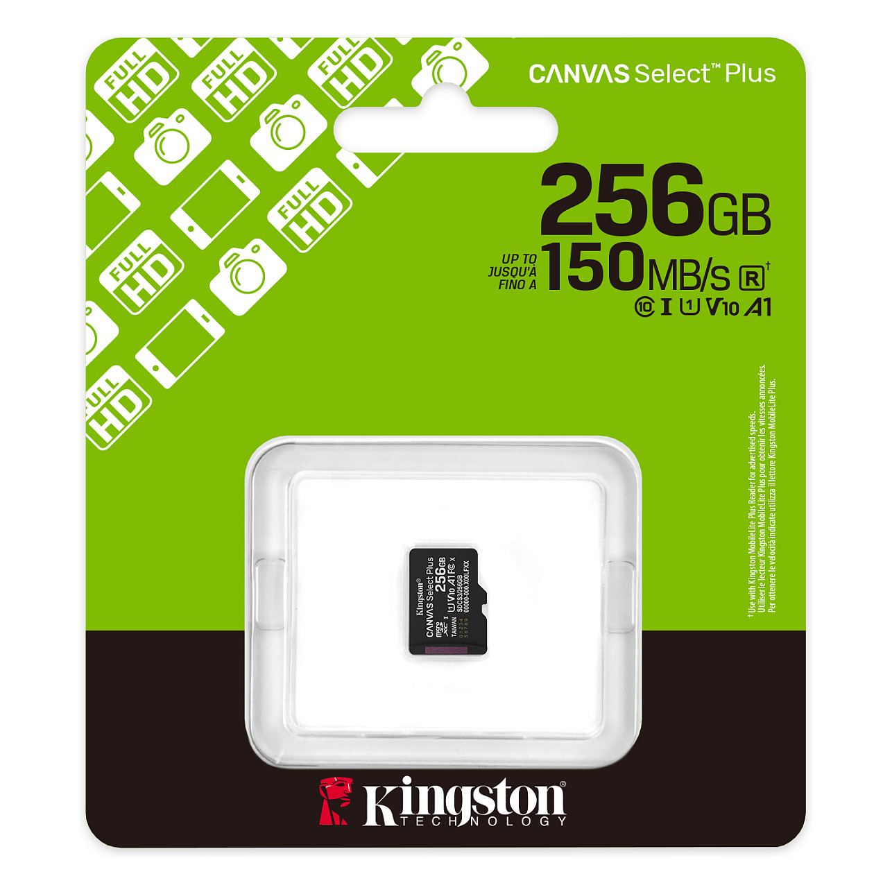 Kartë Memorie MicroSD Kingston Canvas Select Plus Gen3 / 256GB / UHS-I / U1 / V30 / A1 - Zezë - 3