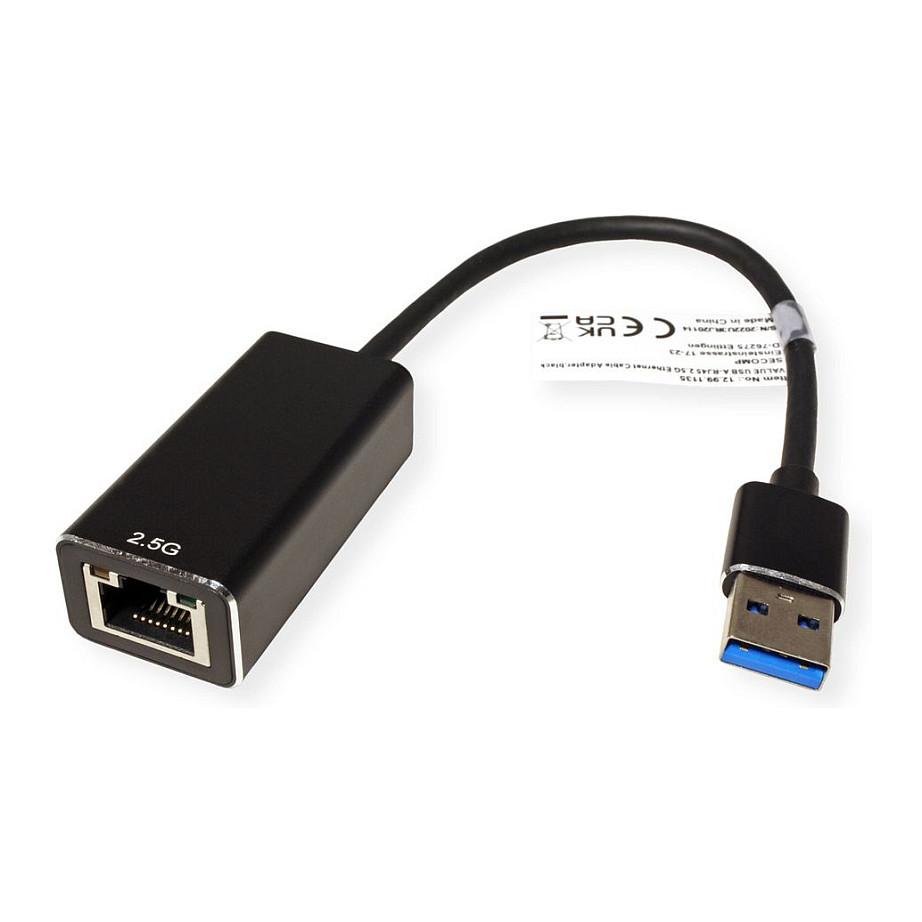 Adapter rrjeti VALUE 12.99.1135, USB 3.2 Gen 1 Type-A në RJ45, 2.5 Gbps, 15 cm - Zezë - 2