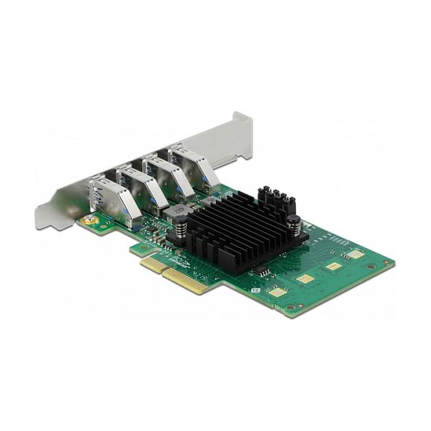 Kartë Zgjerimi PCI Express Delock 89048 / PCIe 2.0 x4 / 4x USB Type-A / USB 5Gbps / Low Profile