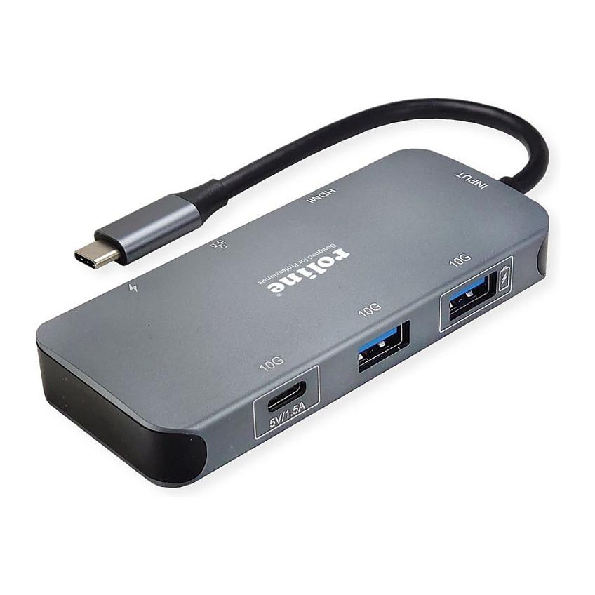 Docking Station ROLINE 12.02.1121, USB-C, HDMI 4K 30Hz, 2x USB-A 10 Gb/s, 1x USB-C, Gigabit Ethernet, Power Delivery deri në 100W – Gri - 6