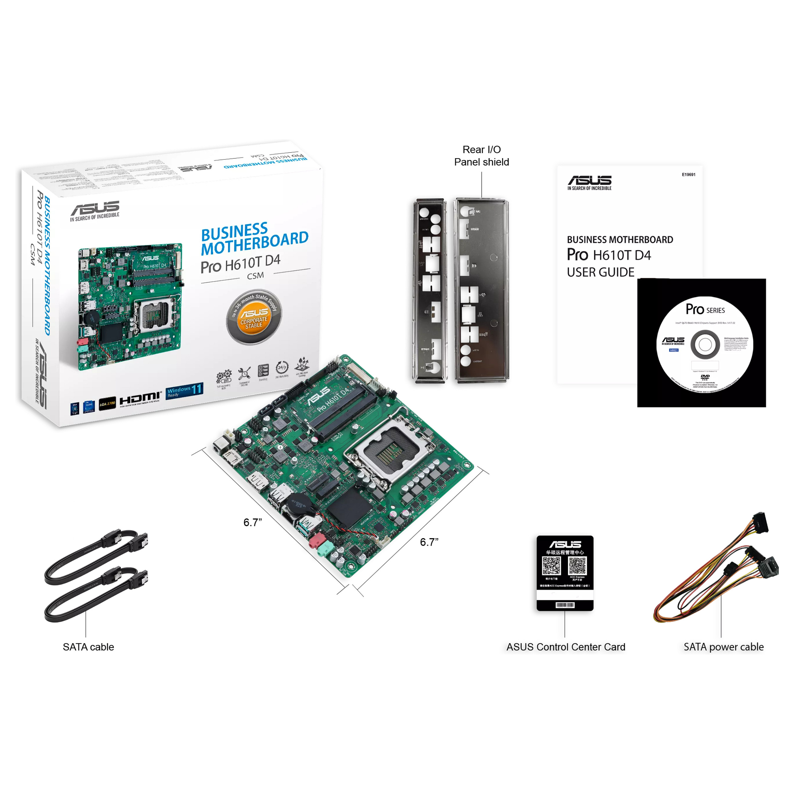 Pllakë Amë ASUS Pro H610T D4-CSM / Intel LGA1700 / H610 / DDR4 SO-DIMM / Thin Mini ITX / Gigabit LAN - 7
