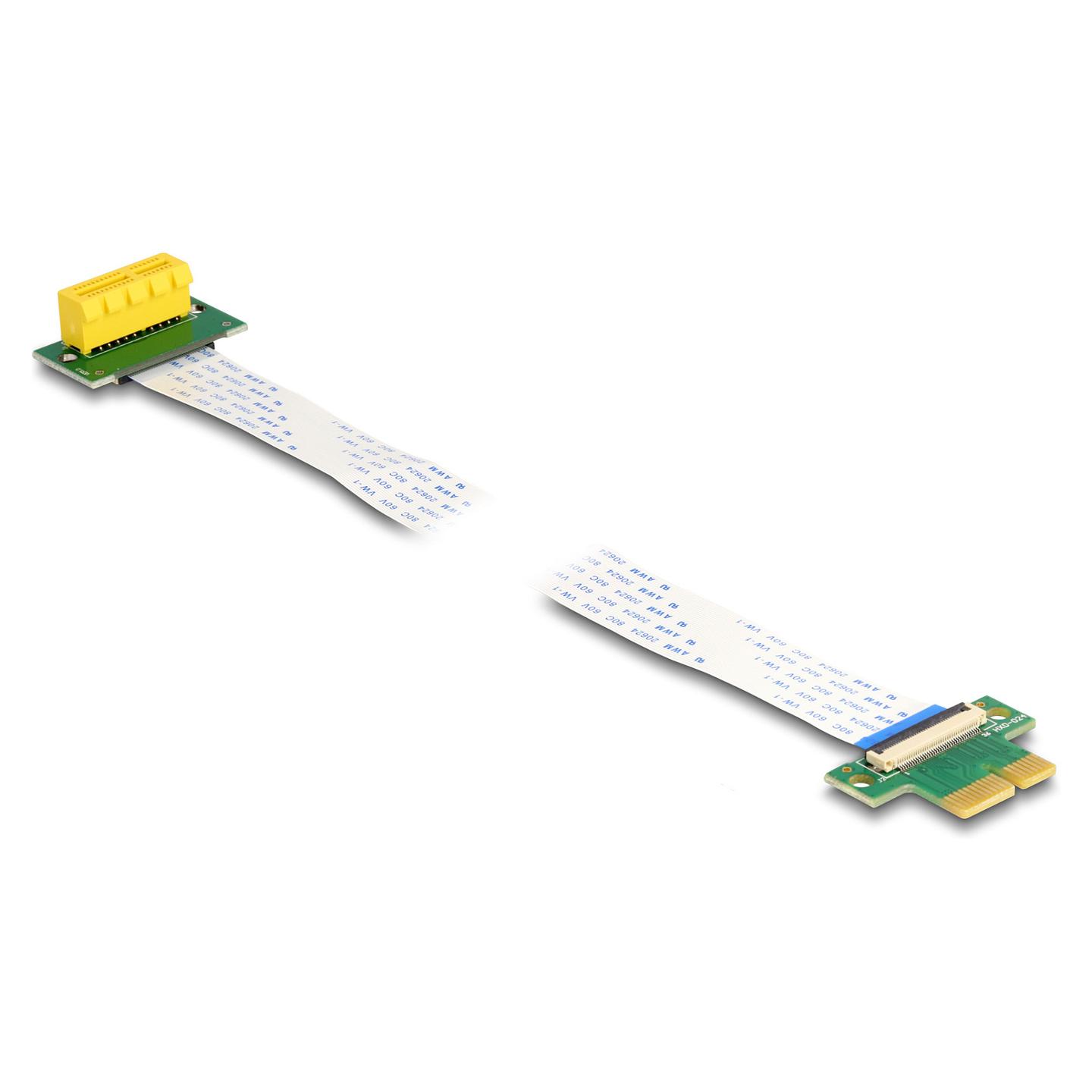 Kartë Riser Delock 88022, PCI Express 3.0 x1 në x1, 90° Djathtas, Kabllo FPC 30cm - Bardhë - 2