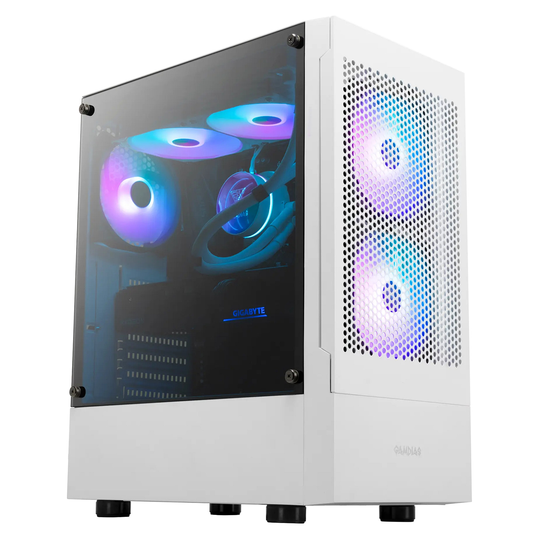 Kasë GAMDIAS TALOS E3 MESH / Midi Tower / ATX / 3x 120mm ARGB Fan / Tempered Glass - Bardh