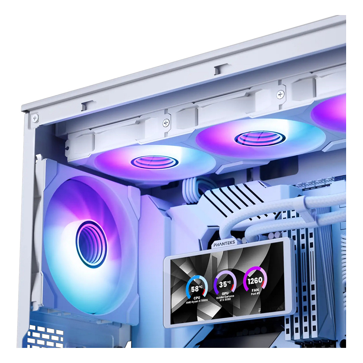 Ftohës për Procesor PHANTEKS Glacier One 360M25 LCD / AIO / 360mm / 3×120mm D-RGB Fan / LCD / AM4/AM5 / LGA115x/1200/1700/1851 – E Bardhë - 3