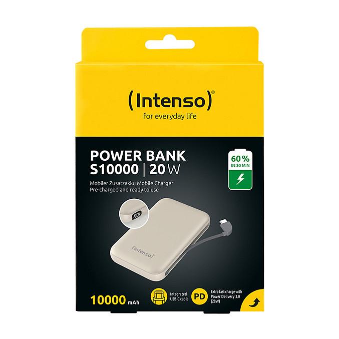 Powerbank Intenso S10000, 10000mAh, 20W, USB-C, Kabllo USB-C e Integruar, Power Delivery 3.0, LCD – Bezhë - 5