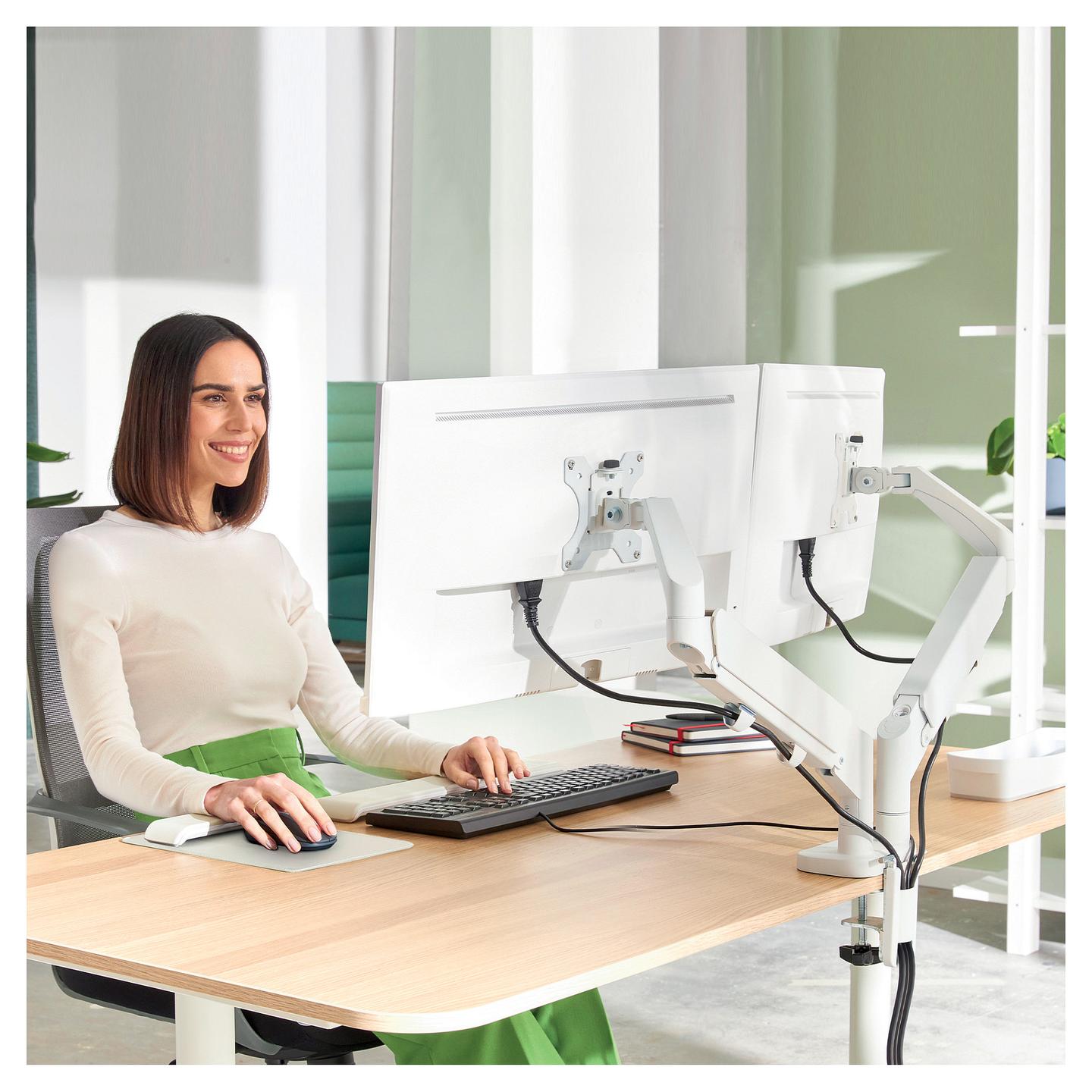 Mbajtëse për Monitor LEITZ Ergo Dual, 2 Monitorë, 17–32", 9kg për Monitor, VESA 75 × 75 / 100 × 100mm, 1120 × 110 × 600mm - Gri - 8