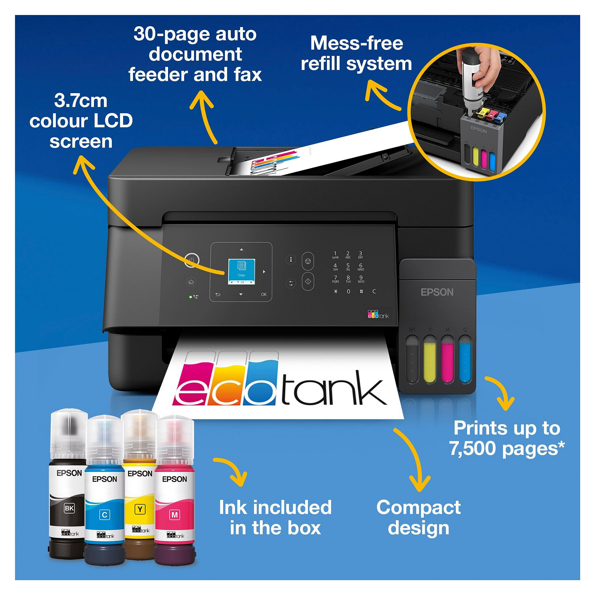 Printer Multifunksional Epson EcoTank ET-4900 / me Ngjyra / A4 / 4 në 1 / Wi-Fi - Zezë - 3