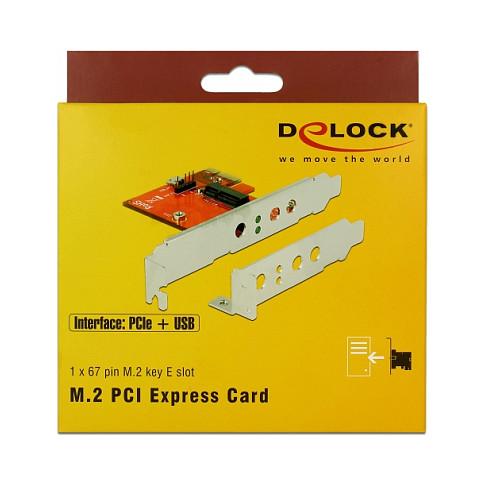 Kartë Zgjerimi PCI Express Delock 89889 / PCIe x1 / 1x M.2 Key E / PCIe + USB / Low Profile - 4