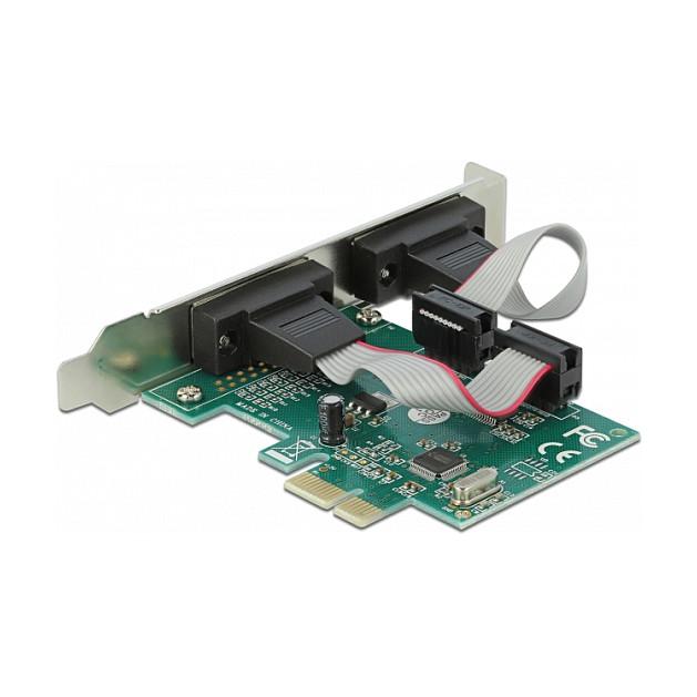 Karta të Rrjetit Delock 90007, PCI Express x1, 2 x RS-232 DB9, WCH CH382L, 921.6Kbps - Gjelbër - 2