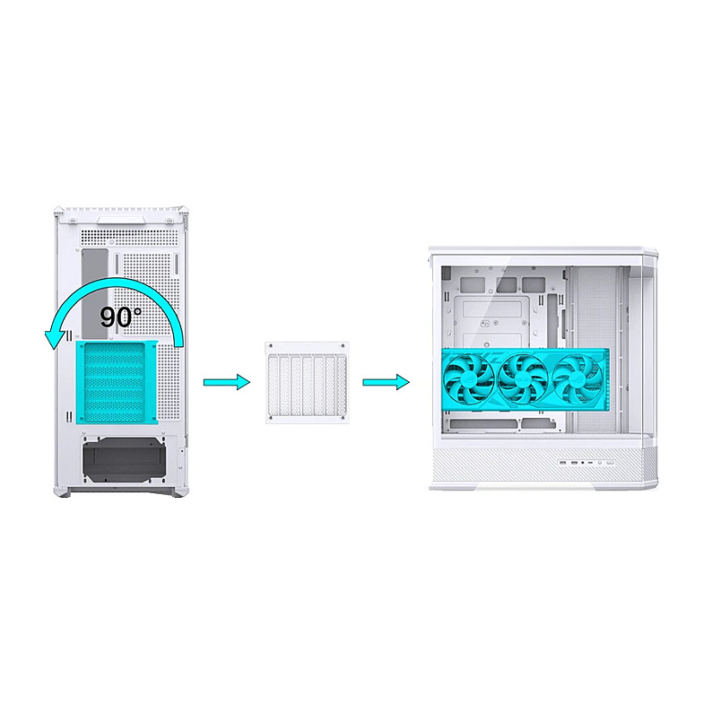 Kasë PC Jonsbo D400 / Midi Tower / ATX / Tempered Glass - Bardhë - 10