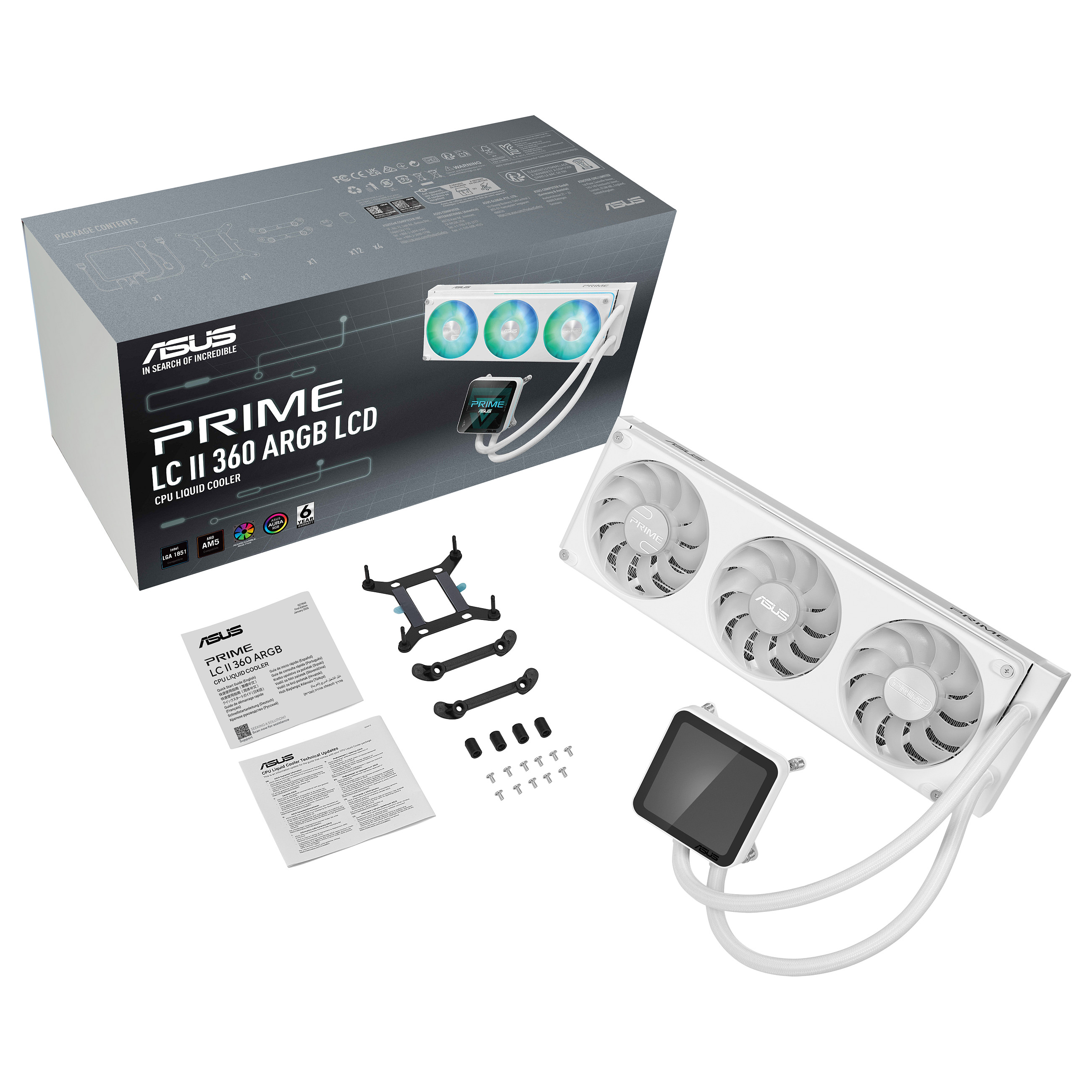 Ftohës për Procesor ASUS Prime LC II 360 ARGB LCD / AIO / 360mm / 3×120mm PWM Fan / ARGB / 3.95" IPS LCD / AM4/AM5 / LGA1700/1851 – Bardhë - 18