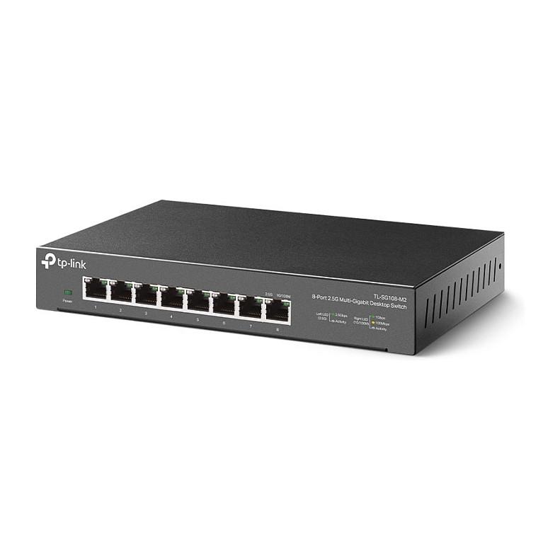 Switch TP-Link TL-SG108-M2, 8x 2.5 Gigabit Ethernet RJ45, Switching Capacity 40Gbps, Unmanaged, Desktop, Fanless - Hiri