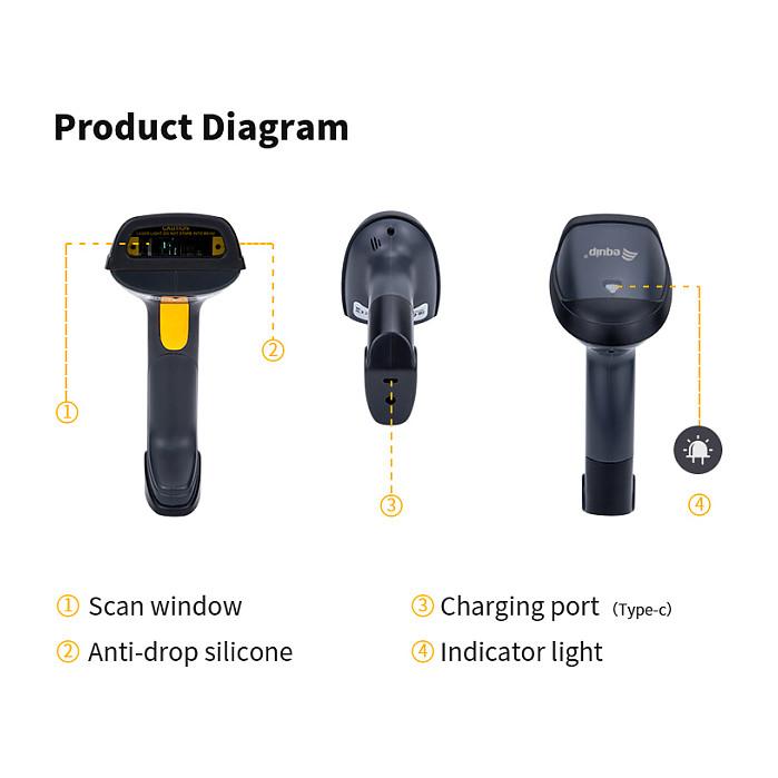 Skaner Barkodesh Equip 351023 / 1D / Laser / Wireless 2.4GHz / 200 Scans/s / 70cm / IP54 / 1500mAh - Zezë - 8