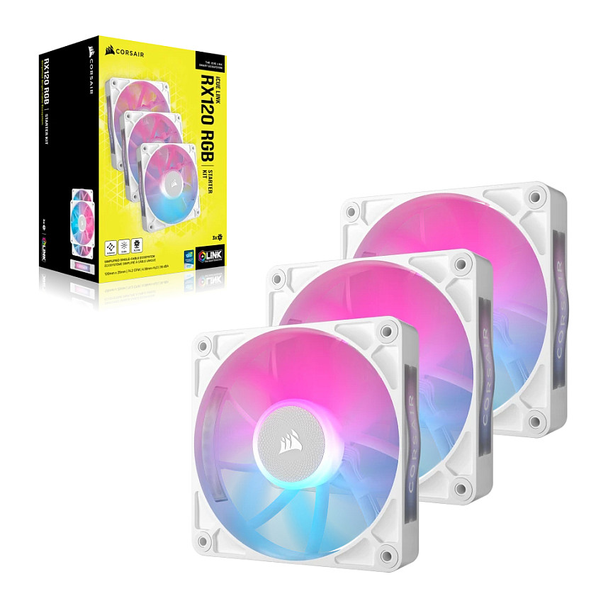 Ftohës për Kasë Corsair iCUE LINK RX120 RGB / 120mm / 400-2100 RPM / RGB / PWM / 3-Pack – Bardhë - 8