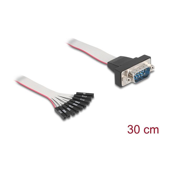 Kabllo Serial DeLOCK 90853 / RS-232 D-Sub 9-pin Male në 9× Pin Header Female / 0.3 m - Zezë/Gri - 2