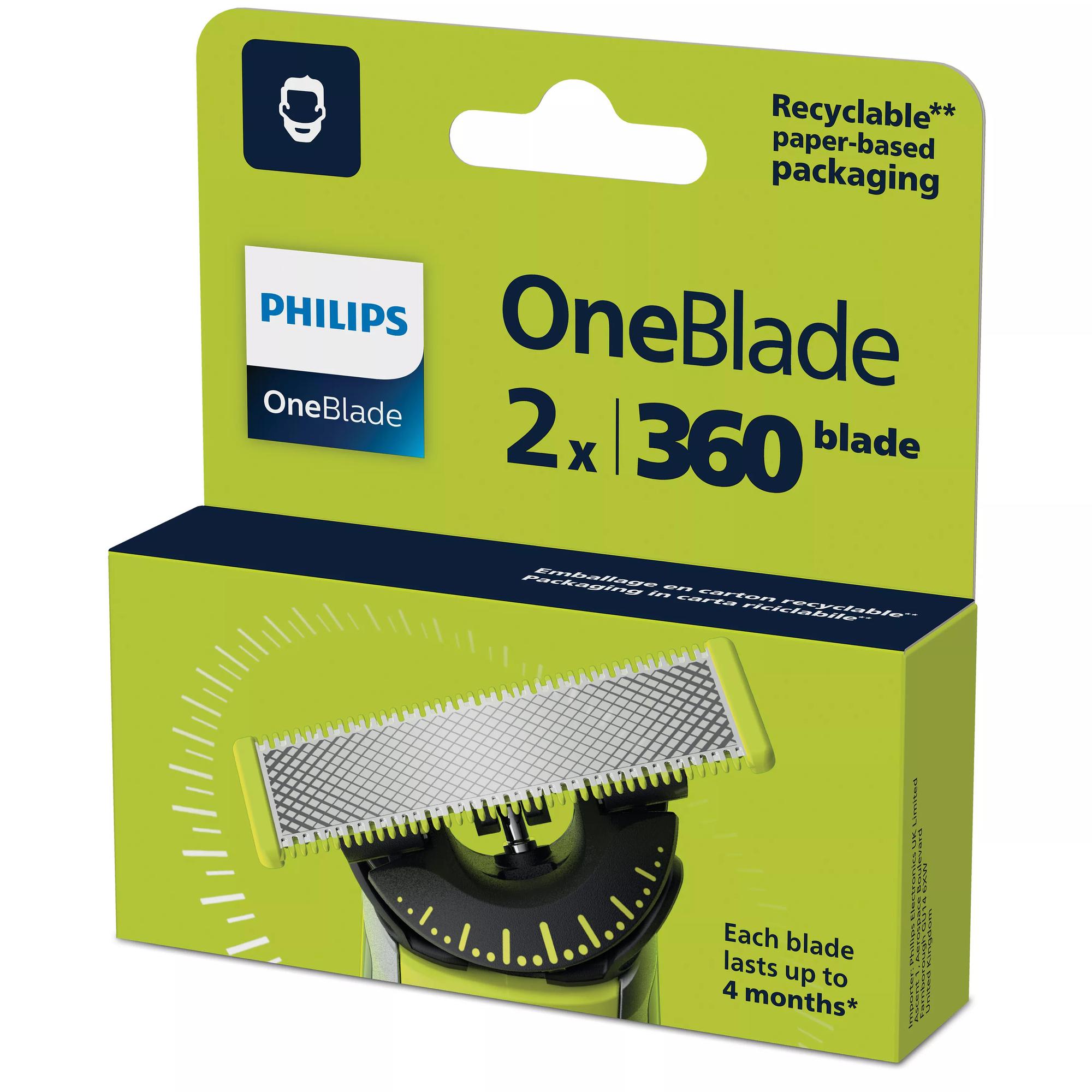 Koka zëvendësuese për makinë rroje Philips OneBlade 360 / QP420/50 /2 copë– Argjend/Verdhë - 3