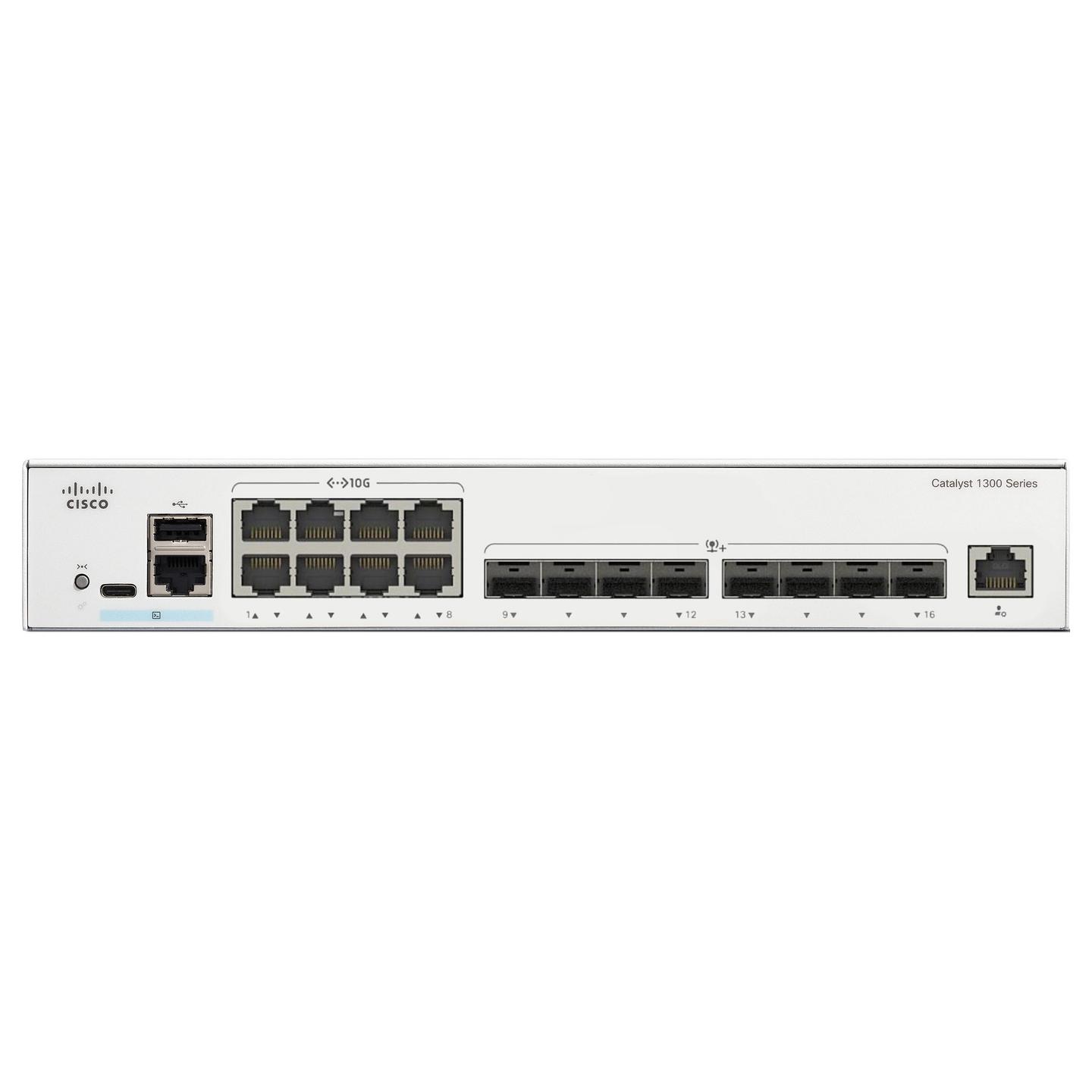 Switch Cisco Catalyst C1300-16XTS, 8x 10GbE RJ45, 8x 10GbE SFP+, Layer 3 Managed, Switching Capacity 320Gbps, Rackmount 1U - Hiri - 2