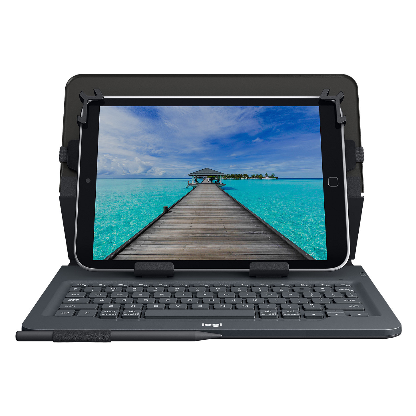 Tastierë për Tablet Logitech Universal Folio / 9–10" / Bluetooth 3.0 / AZERTY (FR) / 78 Taste / 4-Pikësh Grip / Mbajtëse Stilolapsi – Zezë - 14