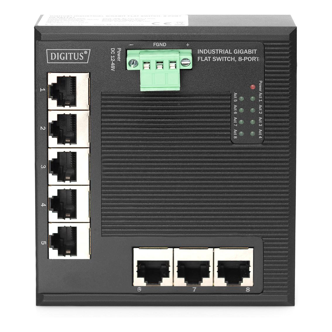 Switch Industrial DIGITUS DN-651127, 8x Gigabit Ethernet RJ45, 16Gbps, IP40, DIN-Rail - Zezë - 3