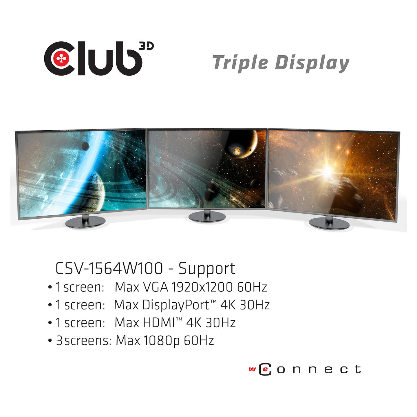 Docking Station Club 3D CSV-1564W100 / HDMI + DisplayPort + VGA / 3x USB-A 5Gbps + 2x USB-A 2.0 + 1x USB-C / 1GbE / SD+microSD / Audio / 100W PD – Zezë - 7