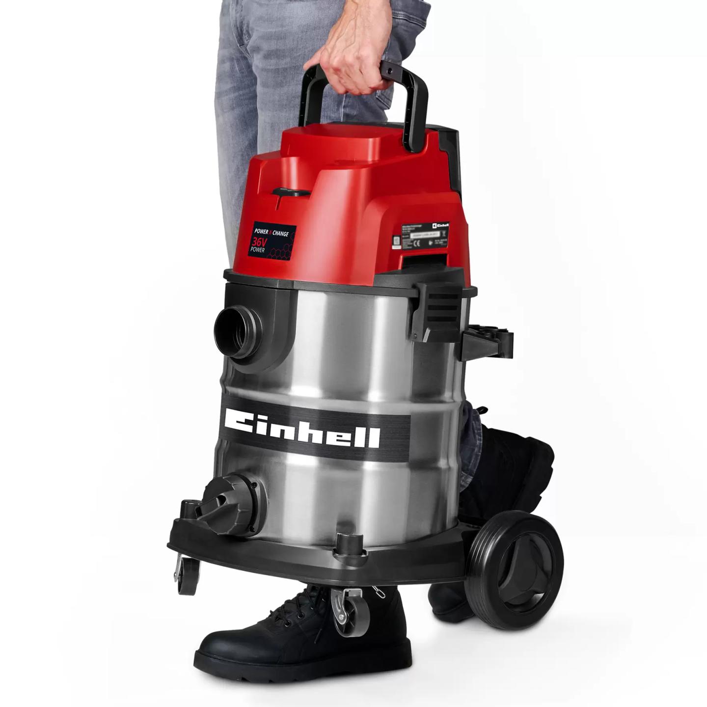 Fshesë për Pastrim të Thatë dhe të Lagësht Einhell TE-VC 36/25 Li S-Solo, 36V, 25L, 150mbar - Kuqe/Zezë - 11